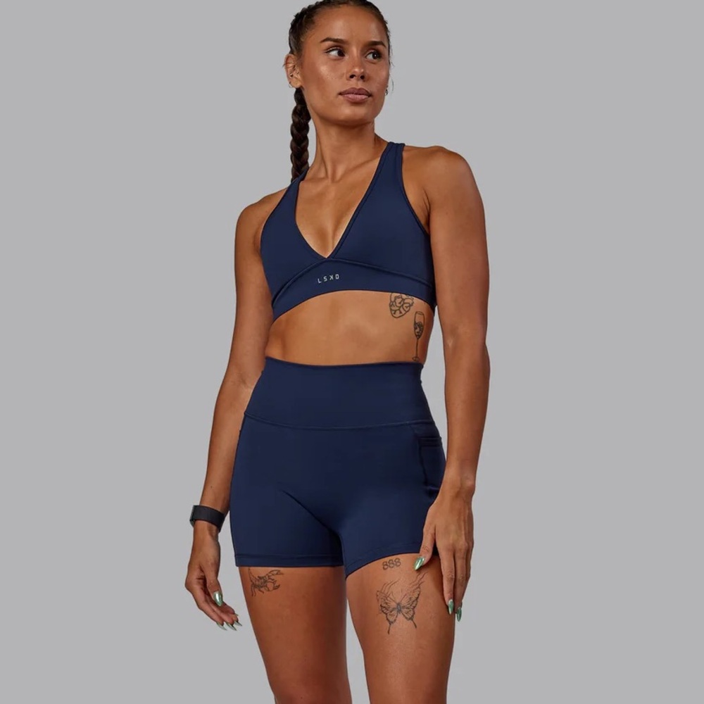 LSKD Fusion Ultra High-Rise 4" Short Pockets, Navy Medium